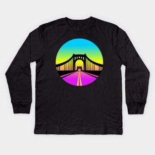 Pittsburgh bridge gradient Kids Long Sleeve T-Shirt